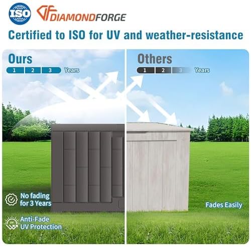 Outdoor Storage Box, 60 Gallon Waterproof Deck Box, Lockable Storage Container, Built-in Reinforcing Metal Rod Outside Resin Bin for Patio, Garden, Poolside and Garage