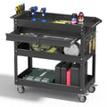 Matte Black Rolling Tool Cart, 3-Tier Mobile Utility Cart for Garage & Repair Shop
