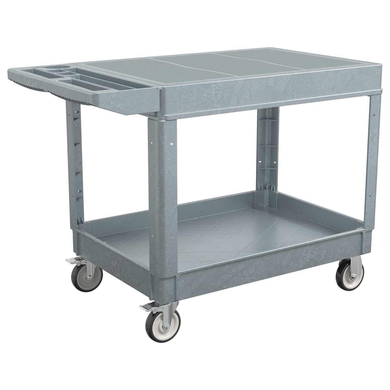 Utility Rolling Tool Cart, 40 x 17-Inch Plastic Rolling Carts Huge Storage W/Deep 2-Shelf Heavy Duty Service Carts with Wheels,550 lbs Capacity Organizer for Garage,Warehouse,Workshop-Medium
