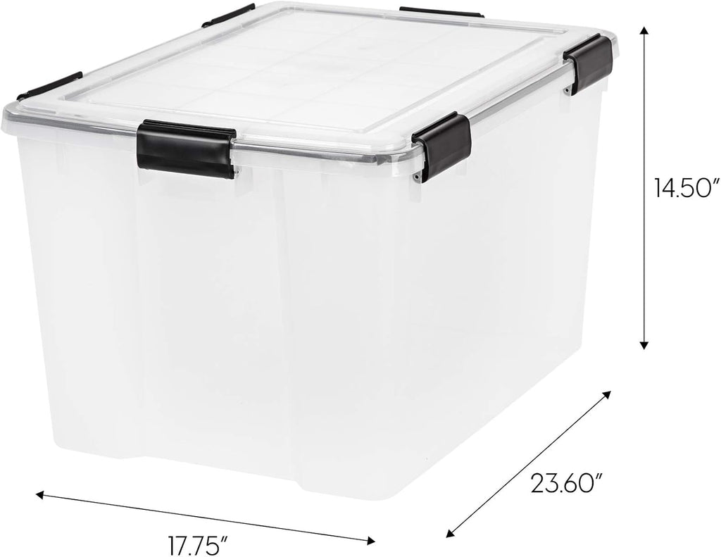 IRIS USA 74Qt Weatherproof Storage Totes, 4 Pack with Sealed Lid & Buckles