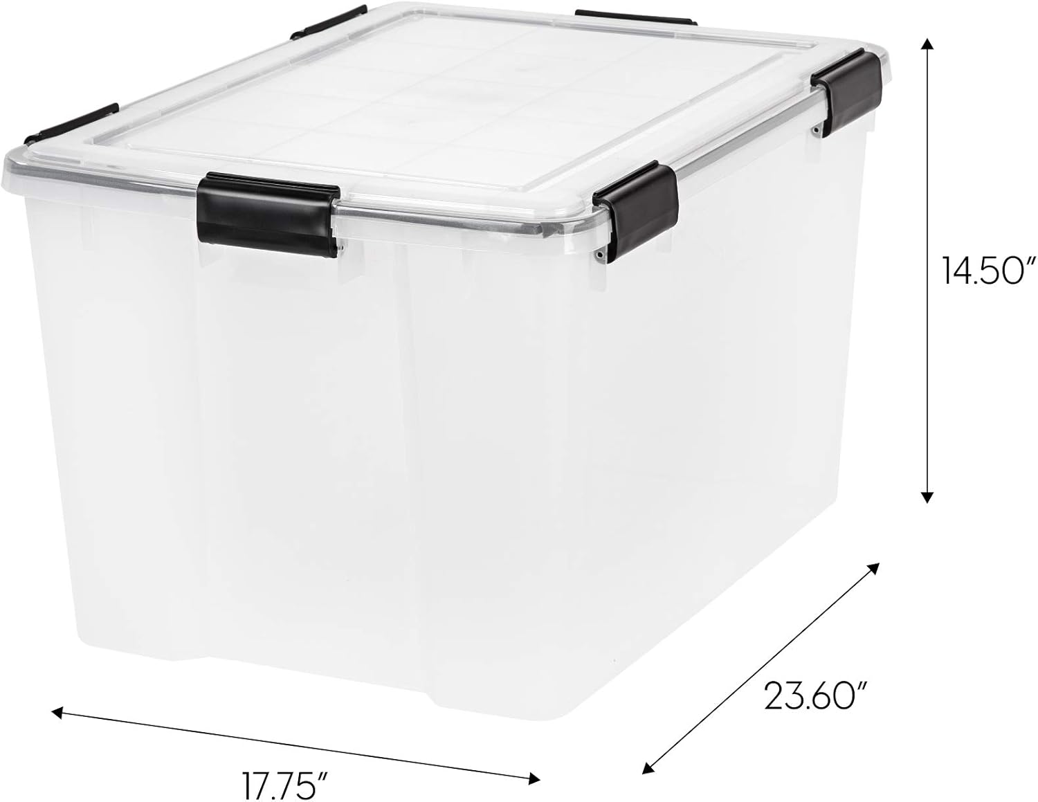 IRIS USA 74Qt Weatherproof Storage Totes, 4 Pack with Sealed Lid & Buckles