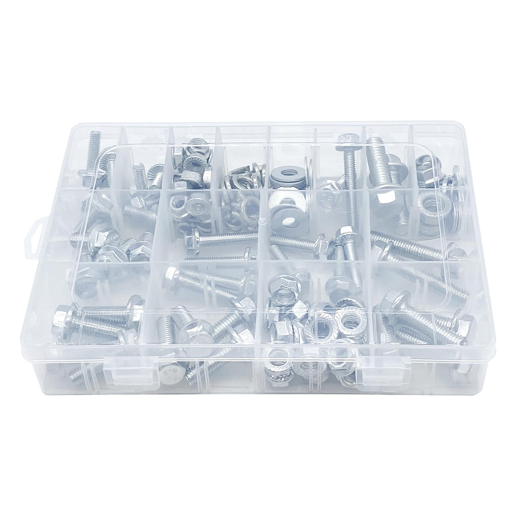 820pcs Metric Flange Bolt Assortment, Bolts and Nuts Kit, M6x1.0, M8x1.25, M10x1.5, M12x1.75(16mm to 50mm) Bolts and Nuts Assortment, Flange Hex Bolts and Nuts Washers Kit, Yellow Zinc, 16 Sizes