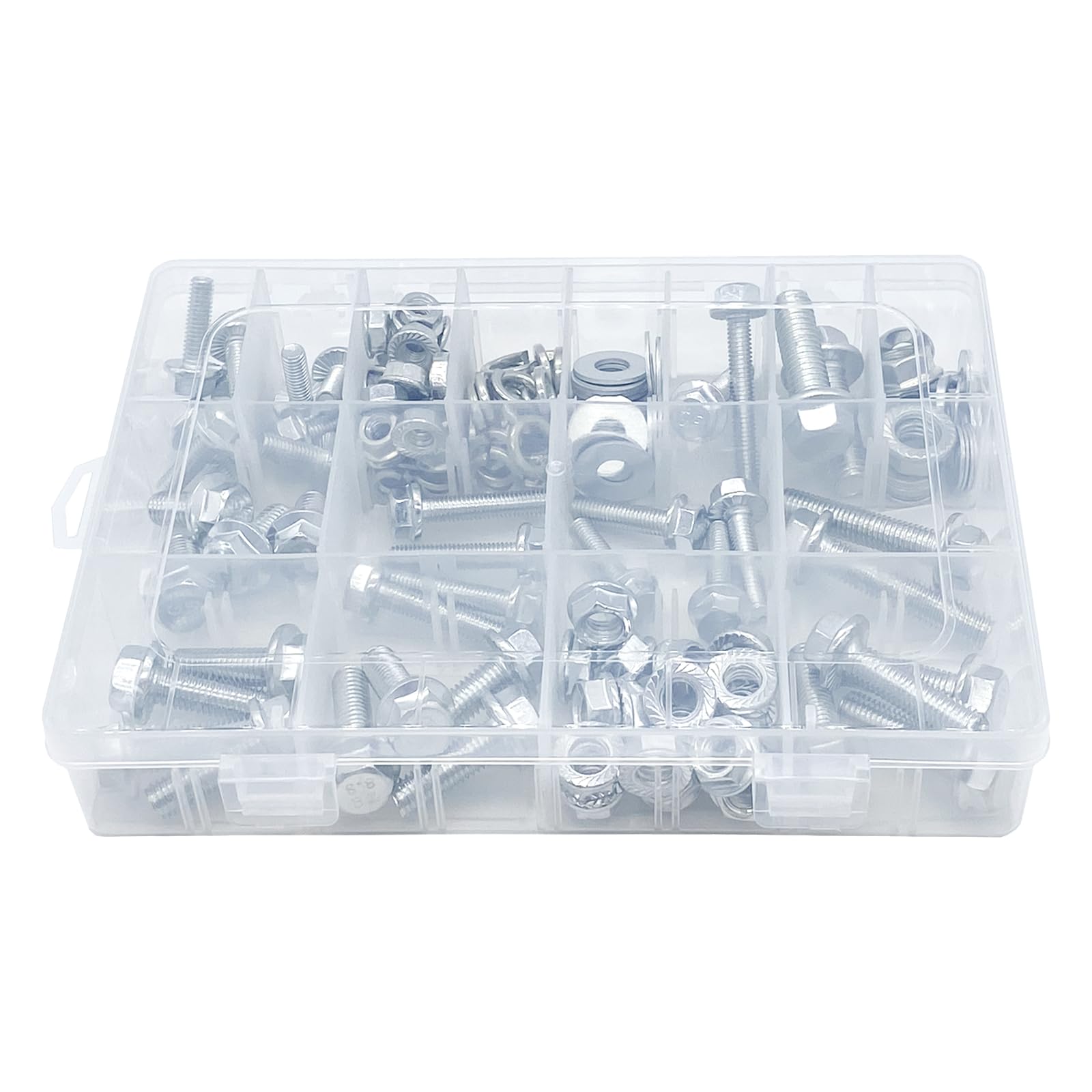 820pcs Metric Flange Bolt Assortment, Bolts and Nuts Kit, M6x1.0, M8x1.25, M10x1.5, M12x1.75(16mm to 50mm) Bolts and Nuts Assortment, Flange Hex Bolts and Nuts Washers Kit, Yellow Zinc, 16 Sizes