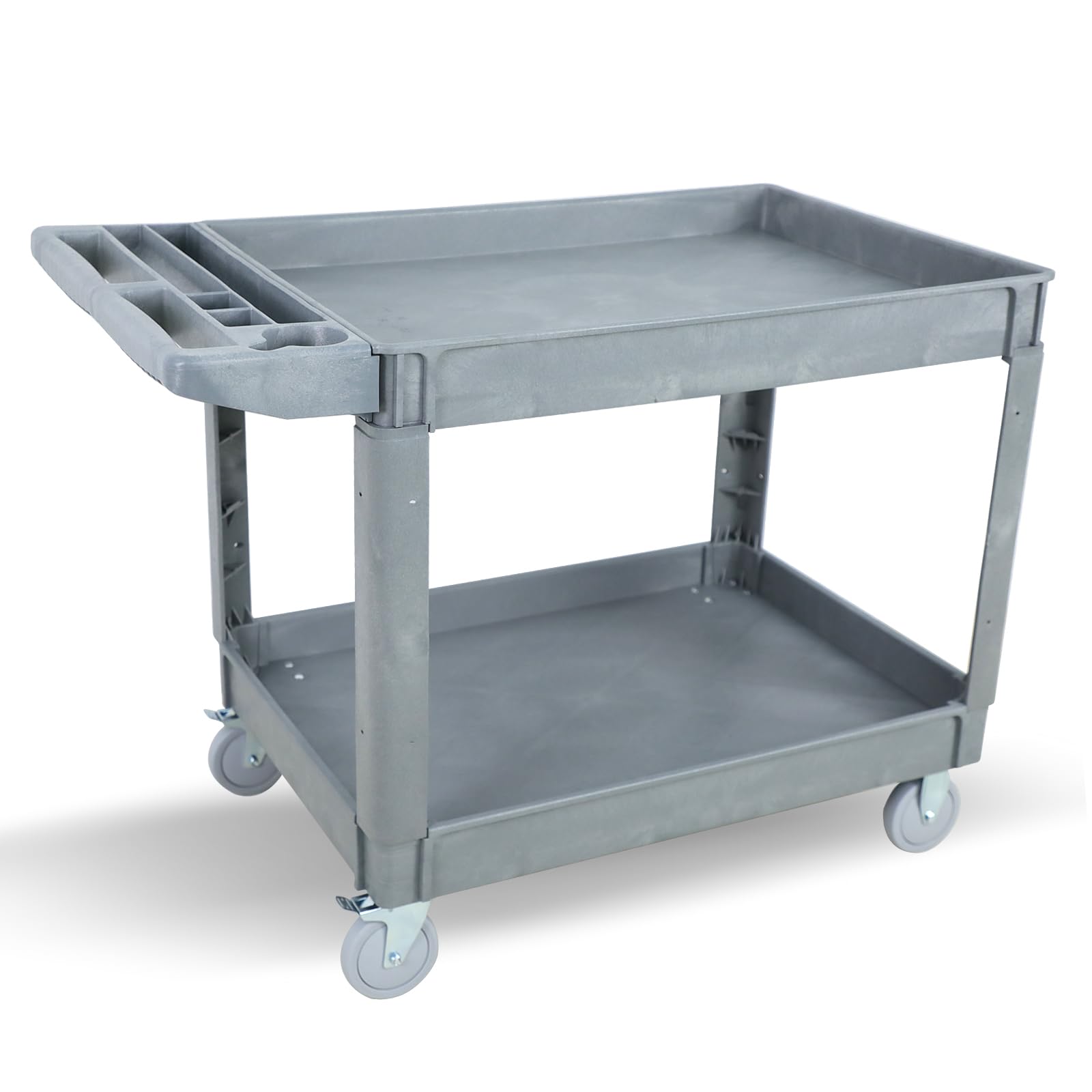 Utility Rolling Tool Cart, 40 x 17-Inch Plastic Rolling Carts Huge Storage W/Deep 2-Shelf Heavy Duty Service Carts with Wheels,550 lbs Capacity Organizer for Garage,Warehouse,Workshop-Medium