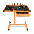 A A IN LT018 Heavy Duty Adjustable Work Table with Drawers, Rolling Tool Tray on Wheels of 220lbs Capacity, Mobile Service Tray for Mechanic