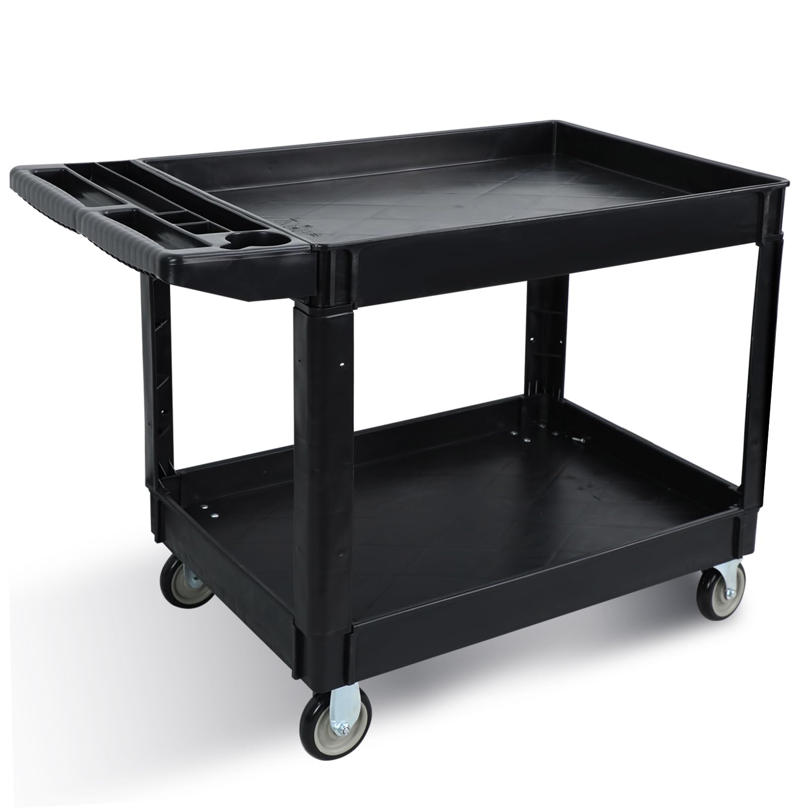 Utility Rolling Tool Cart, 40 x 17-Inch Plastic Rolling Carts Huge Storage W/Deep 2-Shelf Heavy Duty Service Carts with Wheels,550 lbs Capacity Organizer for Garage,Warehouse,Workshop-Medium