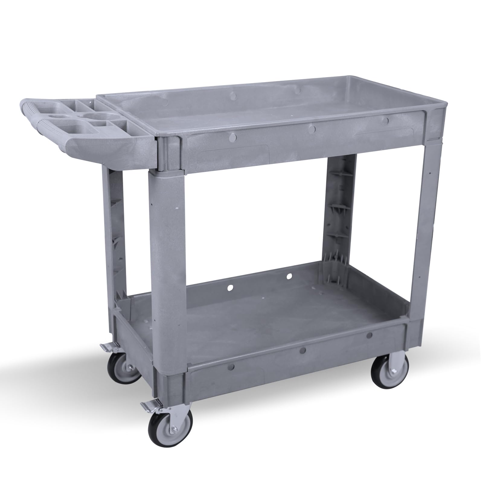 Utility Rolling Tool Cart, 40 x 17-Inch Plastic Rolling Carts Huge Storage W/Deep 2-Shelf Heavy Duty Service Carts with Wheels,550 lbs Capacity Organizer for Garage,Warehouse,Workshop-Medium