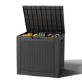 Outdoor Storage Box, Resin Deck Boxes Indoor and outdoor, Waterproof Storage Box Lockable Lid (Black, 85 Gallon)
