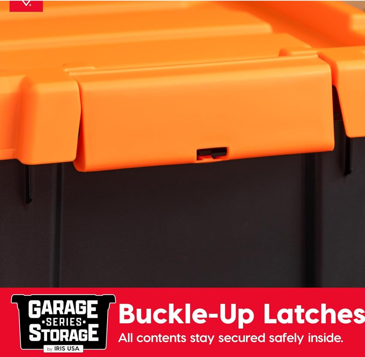 IRIS USA 20 Gallon Lockable Storage Bins with Lids, 2 Pack - Made in USA, Heavy Duty, Stackable Containers, Garage Organizing Bins Moving Tubs, Rugged Sturdy Equipment Utility Box - Black/Orange