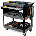Tool Cart,440LBS Service Cart,4-Tier Tool Cart on Drawers,Hooks,Parts Box and Locking System for Warehouse,Garage,Workshop