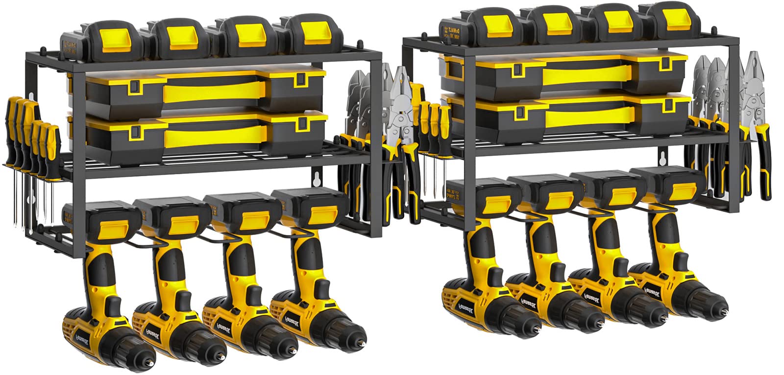 Spacecare Power Tool Organizer- Power Drill Tool Holder- Heavy Duty Tool Shelf & 1 Pack 3 Layers Tool Rack Cordless Drill Holder- Floating Tool Shelf Wall Mounted Tool Storage Rack for 4 Drill Holders