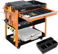 SEKAM 3-Tier Rolling Tool Cart: Heavy Duty Mechanic Service Cart with Drawer for Garage & Warehouse – Metal Utility Trolley Organizer with Locking Wheels & Screwdriver Holder (440LBS Capacity)
