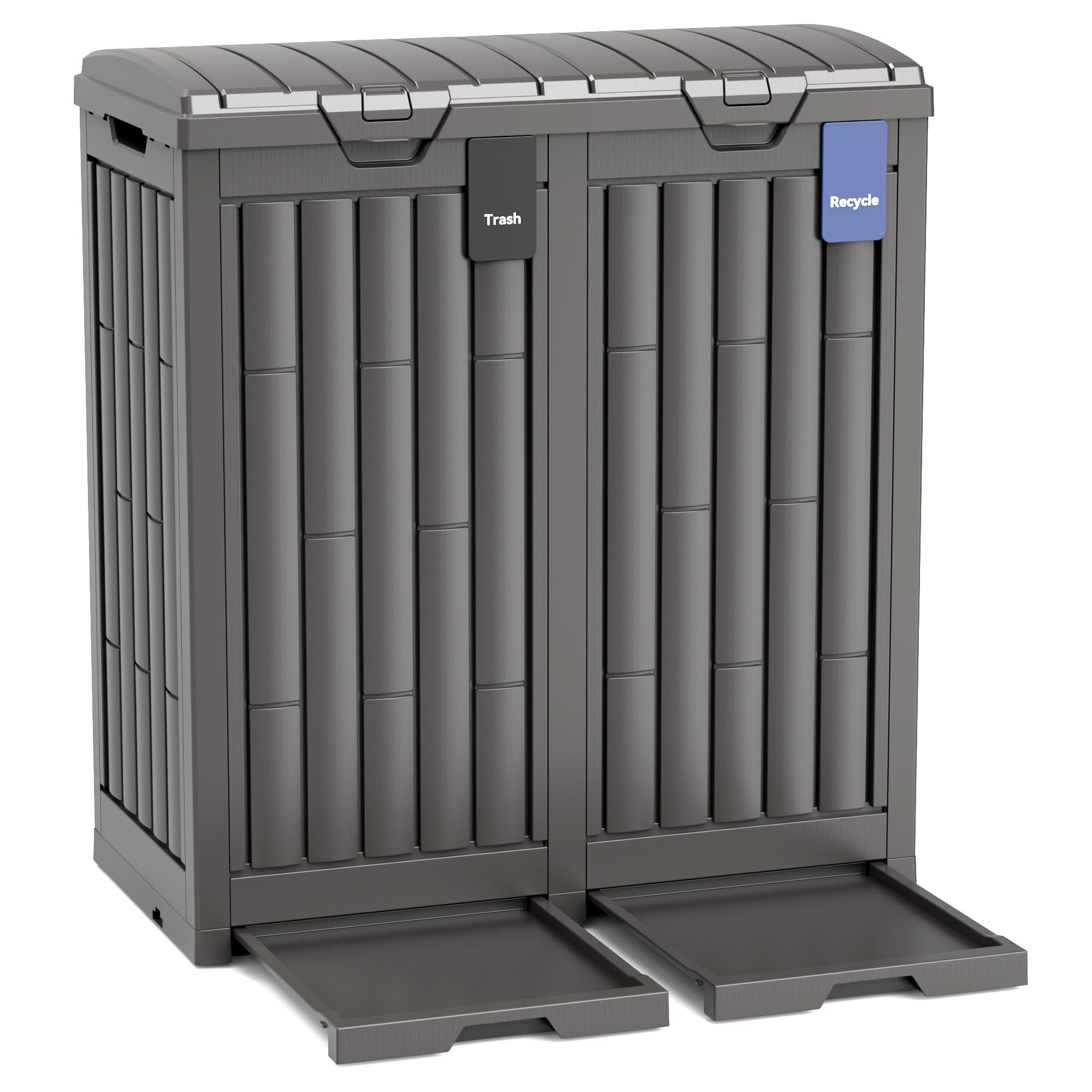 Outdoor Storage Box, 60 Gallon Waterproof Deck Box, Lockable Storage Container, Built-in Reinforcing Metal Rod Outside Resin Bin for Patio, Garden, Poolside and Garage