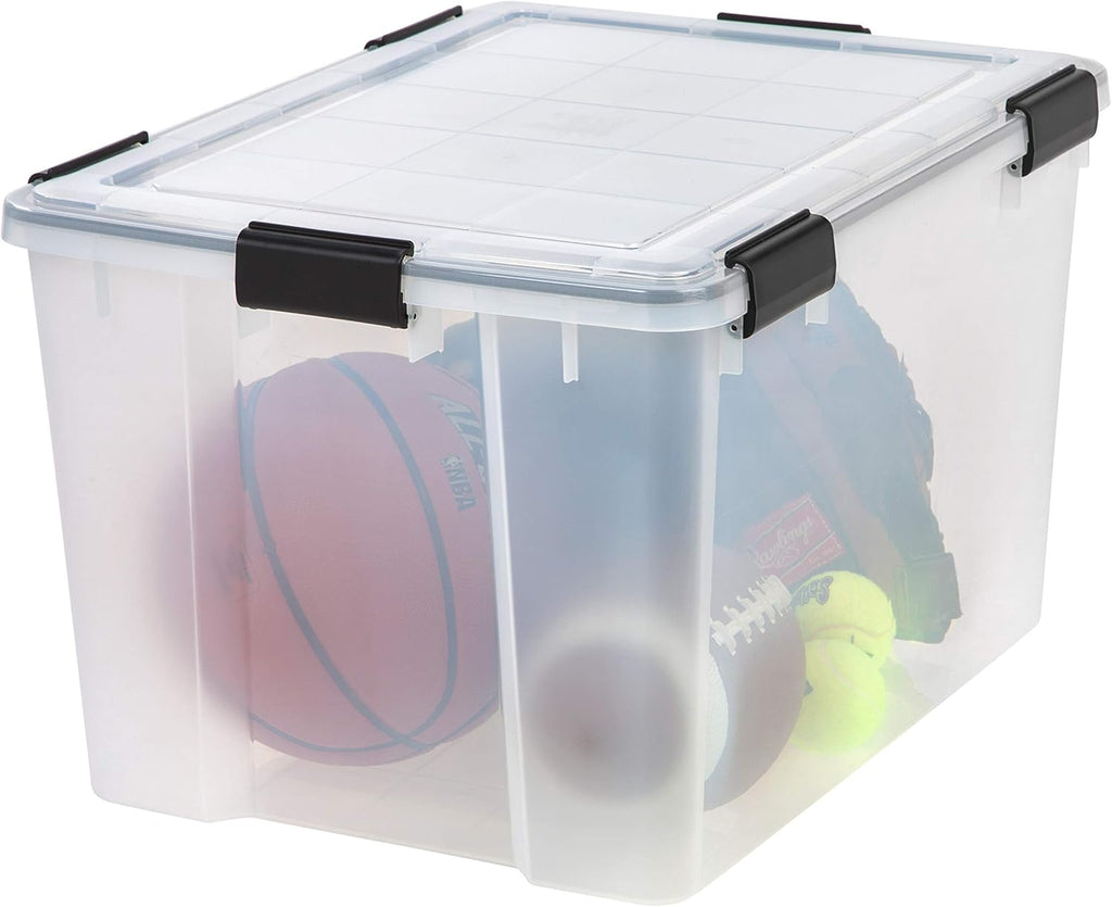 IRIS USA 74Qt Weatherproof Storage Totes, 4 Pack with Sealed Lid & Buckles