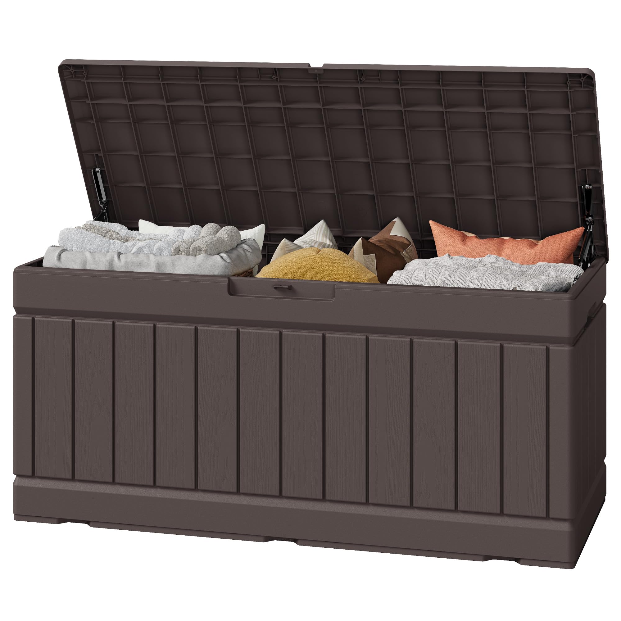 Greesum Outdoor Storage Box 82 Gallon Storage Bin with Lid for Patio Furniture, Garden Tools, Pool Supplies, Waterproof and UV Resistant, Lockable, Black