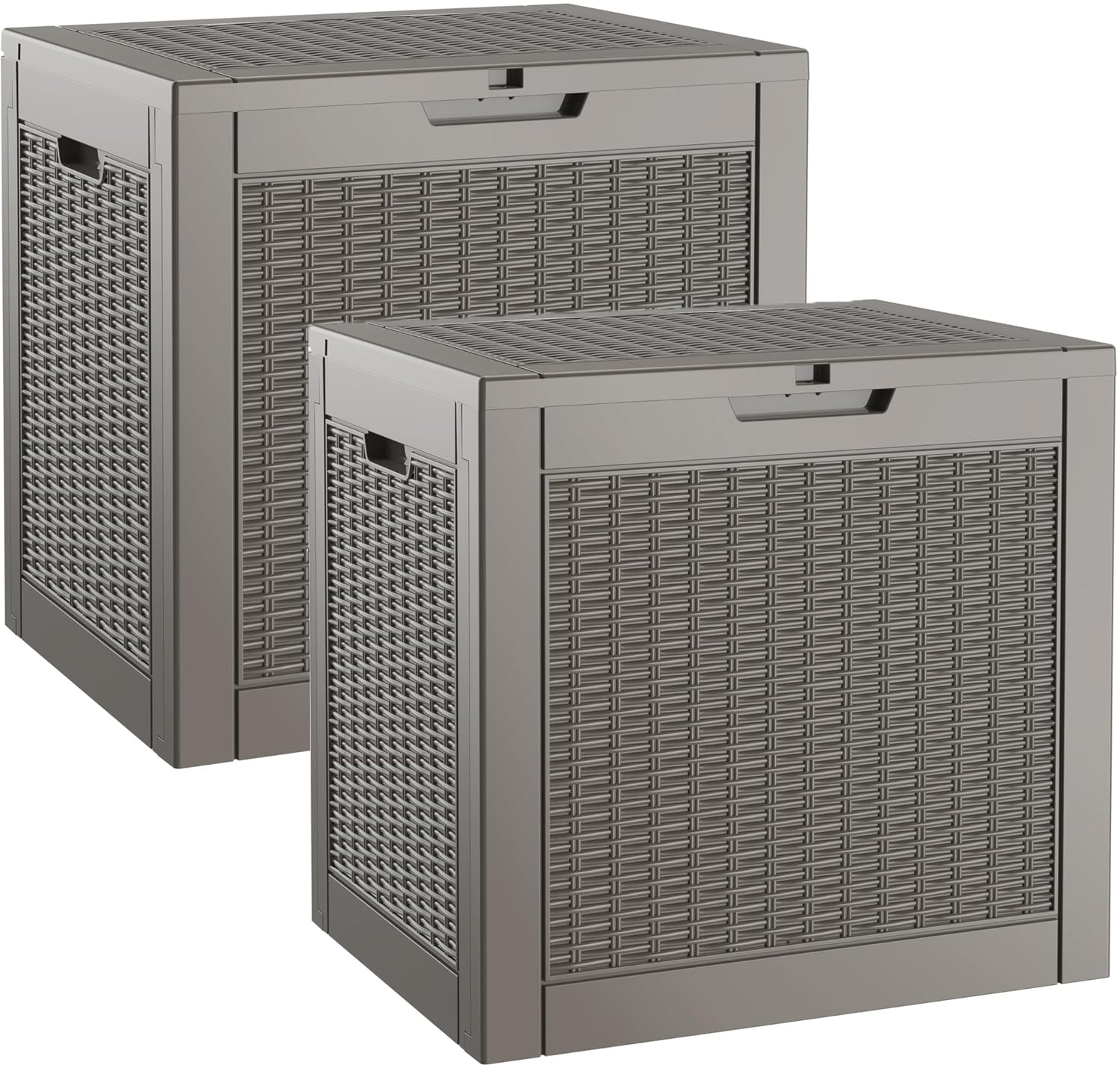 Outdoor Storage Box, Resin Deck Boxes Indoor and outdoor, Waterproof Storage Box Lockable Lid (Black, 85 Gallon)