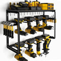 Spampur Power Tool Organizer for Tool Storage, Drill Holder Wall Mount with Screwdriver Organizer, Tool Holder for Garage Wall Organization, Heavy Duty Metal Tool Shelf with Battery Holder