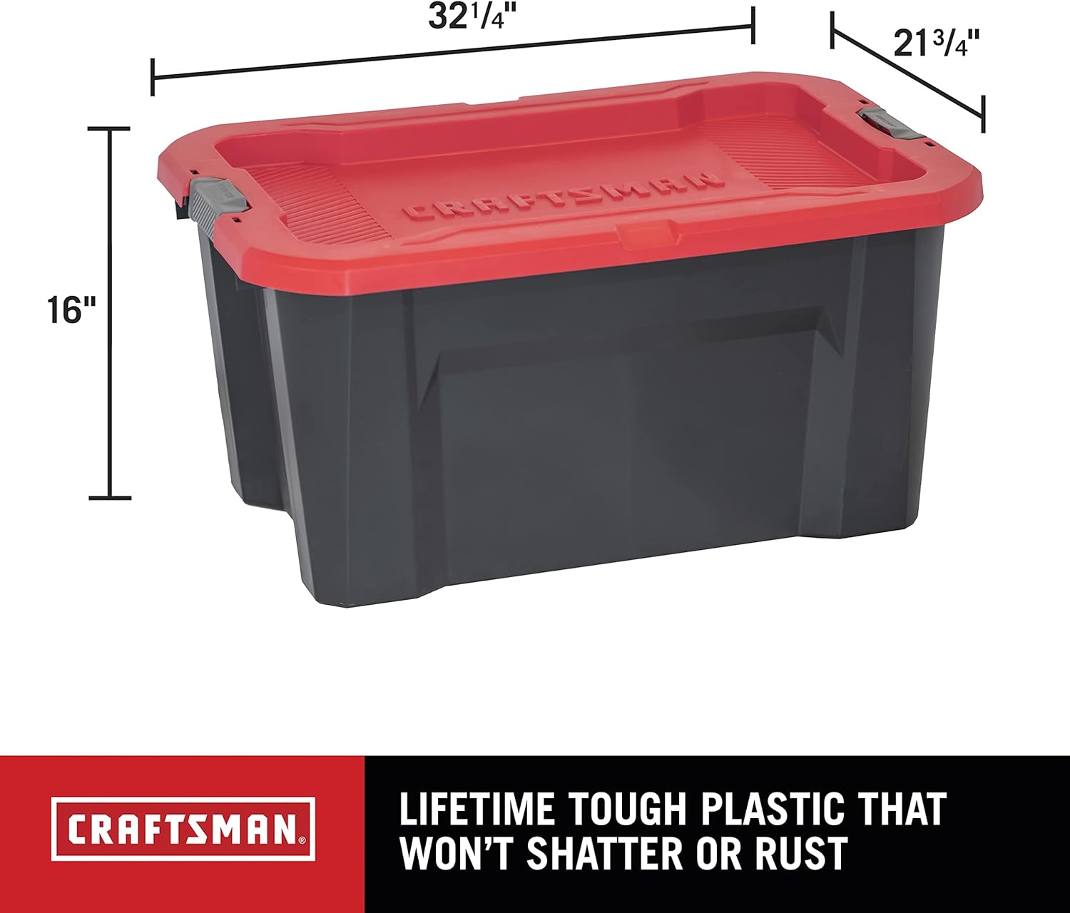 CX CRAFTSMAN 30-Gallon Heavy Duty Storage Bins with Lids, Stackable Plastic Storage Bins with Weather-Resistant Design, Home Organization, American Made, 2 Pack (16.1H x 21.7W x 32.4D)