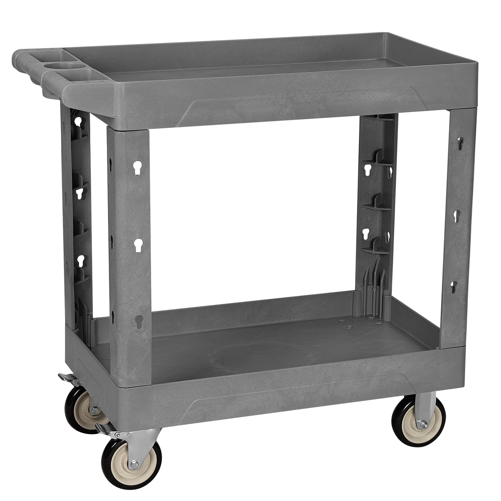 Utility Rolling Tool Cart, 40 x 17-Inch Plastic Rolling Carts Huge Storage W/Deep 2-Shelf Heavy Duty Service Carts with Wheels,550 lbs Capacity Organizer for Garage,Warehouse,Workshop-Medium
