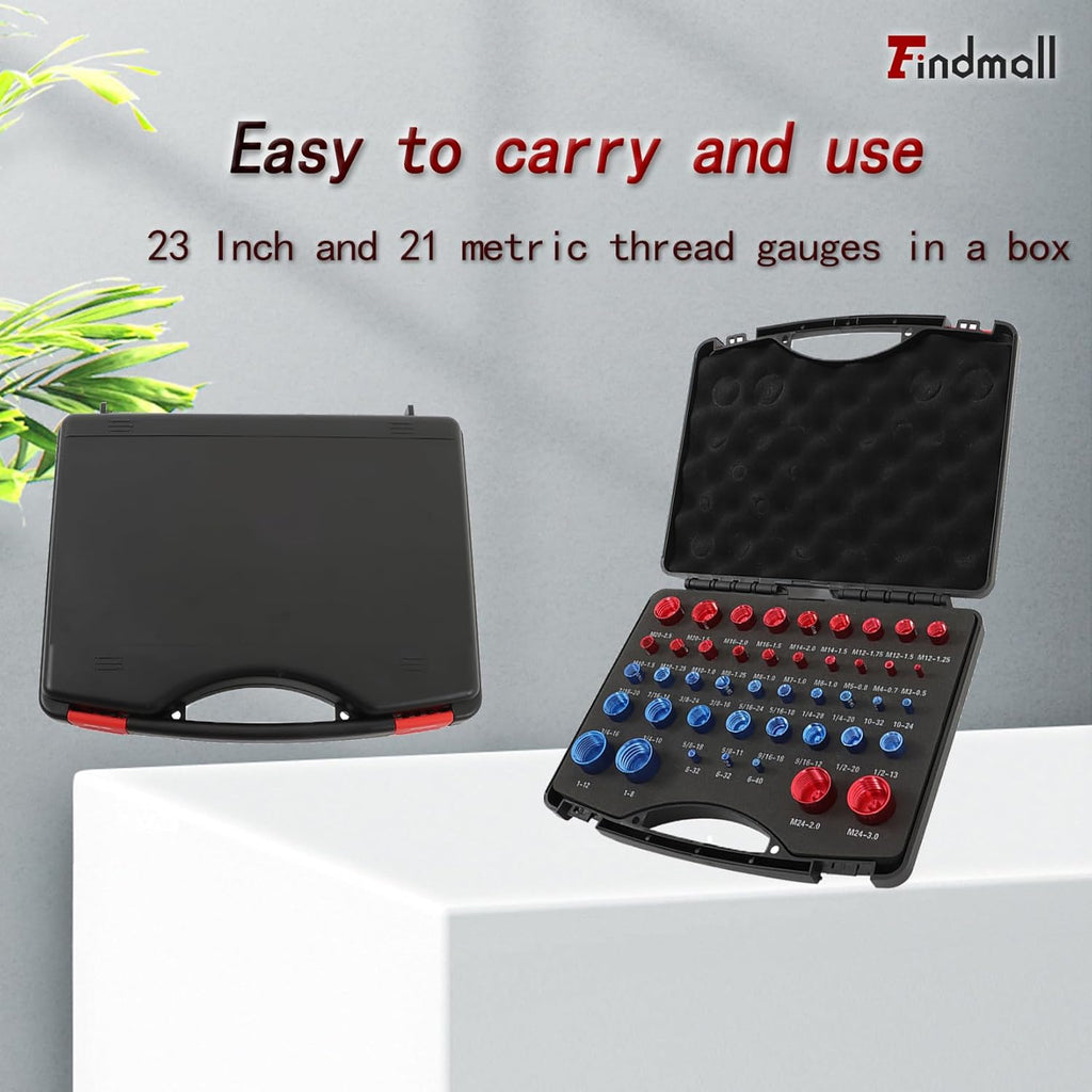 findmall 44 PCS Nut and Bolt Gauges Nut and Bolt Thread Checker Nut and Bolt Identification Tool