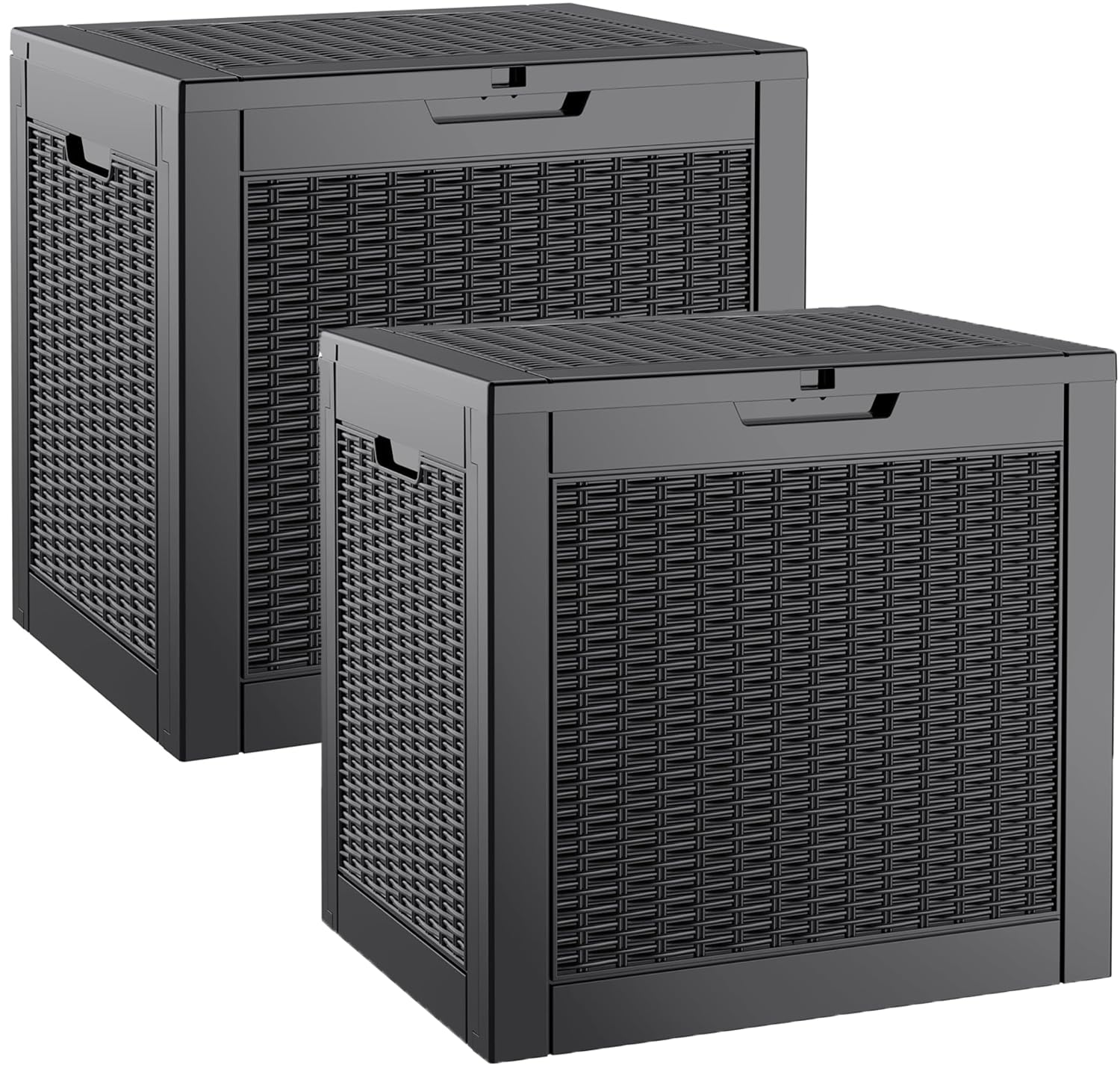 Outdoor Storage Box, Resin Deck Boxes Indoor and outdoor, Waterproof Storage Box Lockable Lid (Black, 85 Gallon)