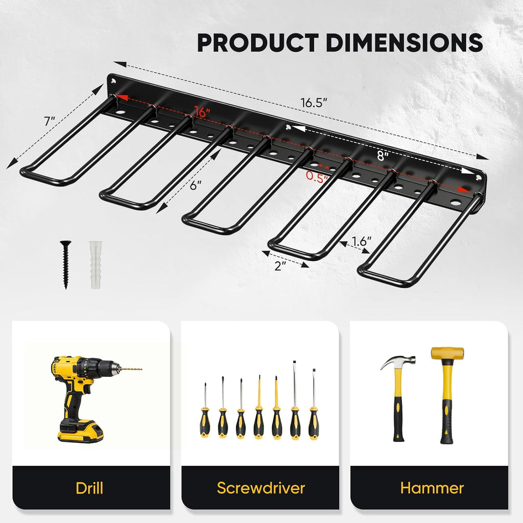 POKIPO Power Tool Organizer, 4 Drill Holder Wall Mount, Heavy Duty Garage Tool Organizer and Storage, Suitable Tool Rack for Tool Room, Workshop, Garage