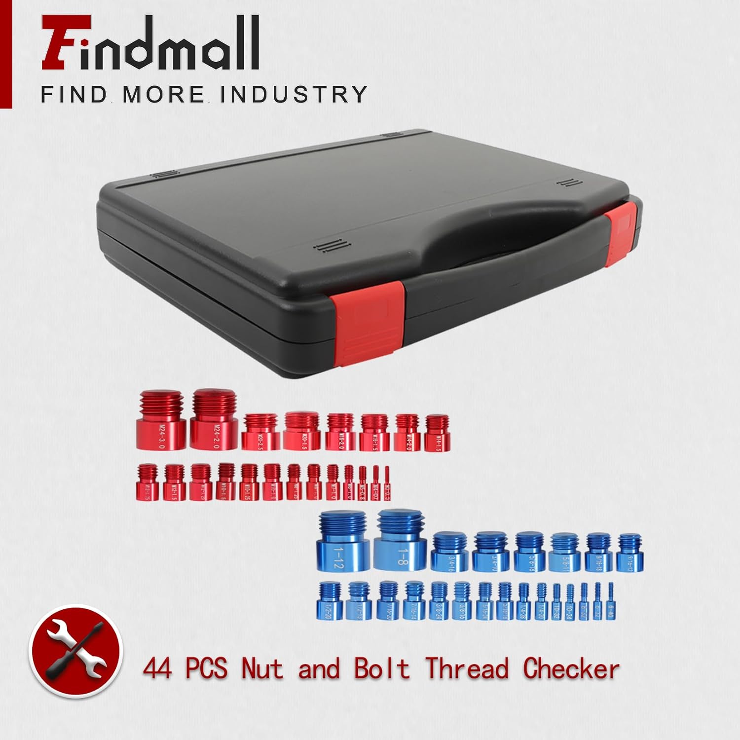 findmall 44 PCS Nut and Bolt Gauges Nut and Bolt Thread Checker Nut and Bolt Identification Tool