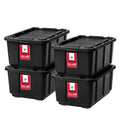 IRIS USA 4-Pack 27 Gallon Storage Bins with Lids |Made in USA| Heavy Duty Plastic Tote Containers for Truckbed Tool Box Organization, Large - Gray