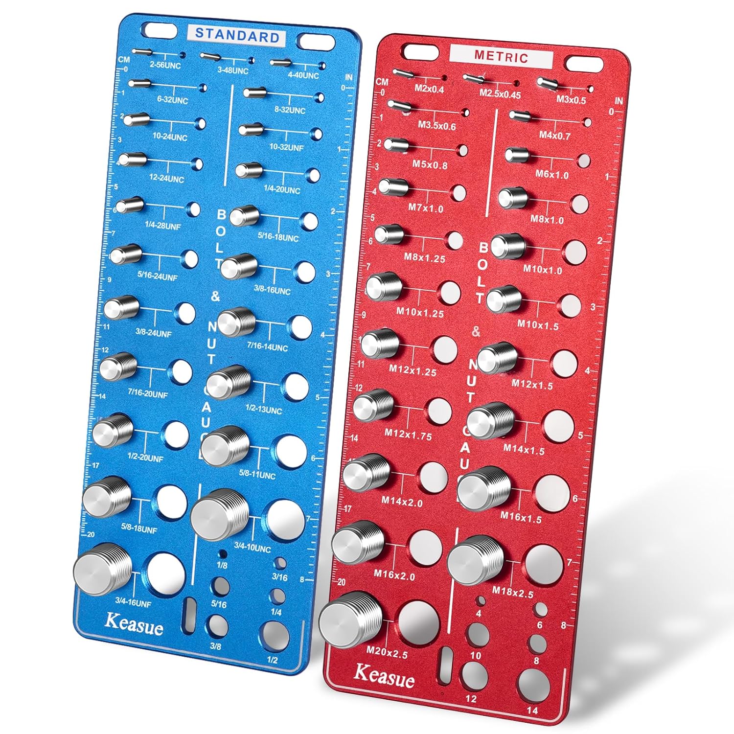 56Pcs Thread Checker, Nut and Bolt Thread Checker Standard and Metric, Thread Gauge Include 22 Inch & 22 Metric & 12 Drill Bit Sizes, Suitable for Nut Bolt Size Finder Classification