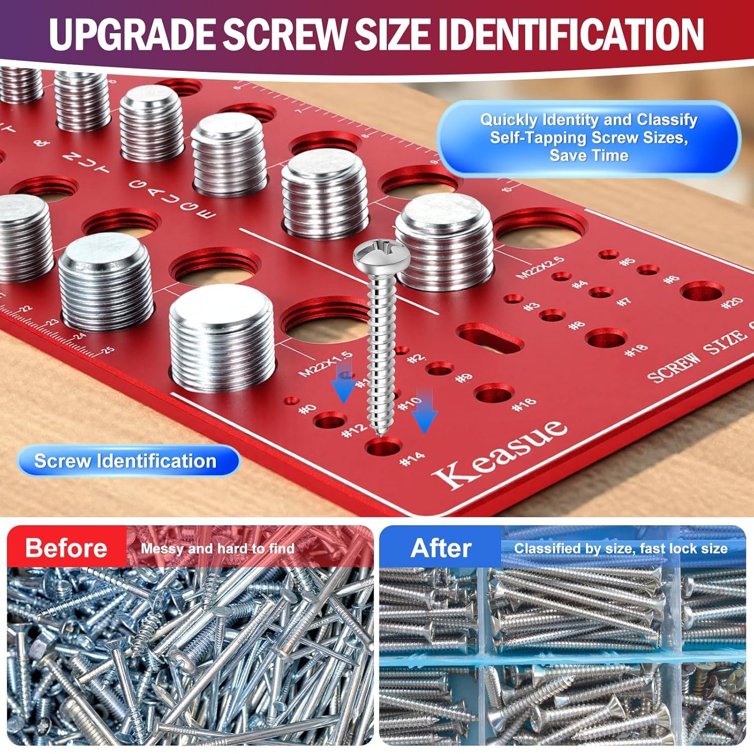 76Pcs Thread Checker, Upgrade Nut and Bolt Thread Checker 34 Standard and 26 Metric and 16 Screw Size Check Gauge, Suitable for Screw Nut Bolt Size Finder Classification