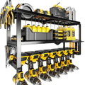 Wall-Mount Tool Storage Rack with 7 Drill Holders, Heavy-Duty Organizer for Dad & Men Gifts
