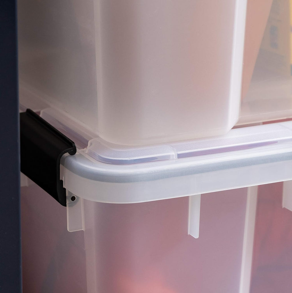 IRIS USA 74Qt Weatherproof Storage Totes, 4 Pack with Sealed Lid & Buckles