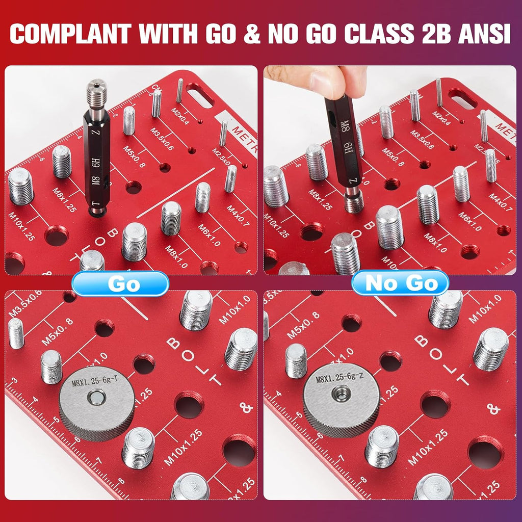 56Pcs Thread Checker, Nut and Bolt Thread Checker Standard and Metric, Thread Gauge Include 22 Inch & 22 Metric & 12 Drill Bit Sizes, Suitable for Nut Bolt Size Finder Classification