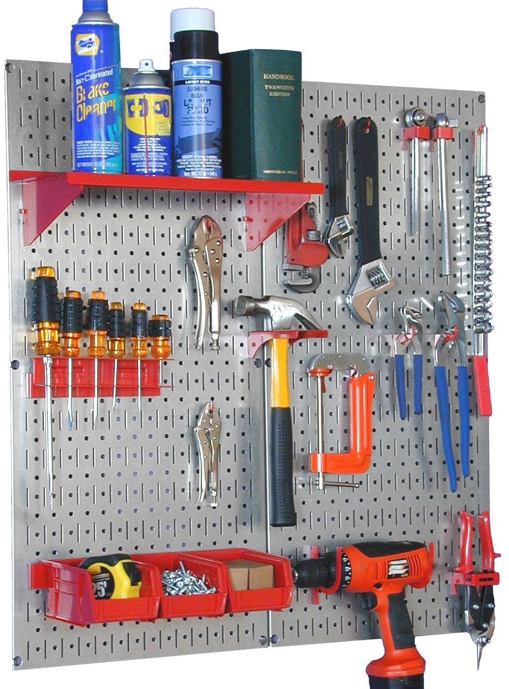 Wall Control Metal Pegboard Utility Tool Storage Kit with Black Pegboard and Black Accessories