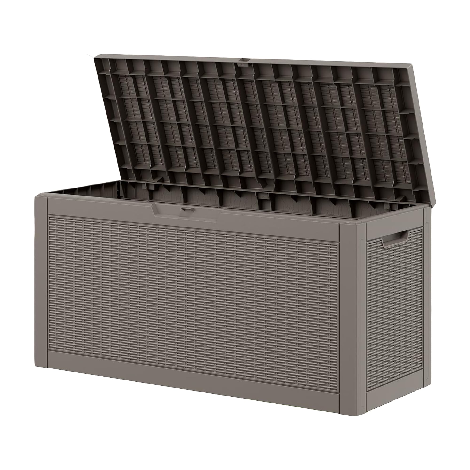 Outdoor Storage Box, Resin Deck Boxes Indoor and outdoor, Waterproof Storage Box Lockable Lid (Black, 85 Gallon)