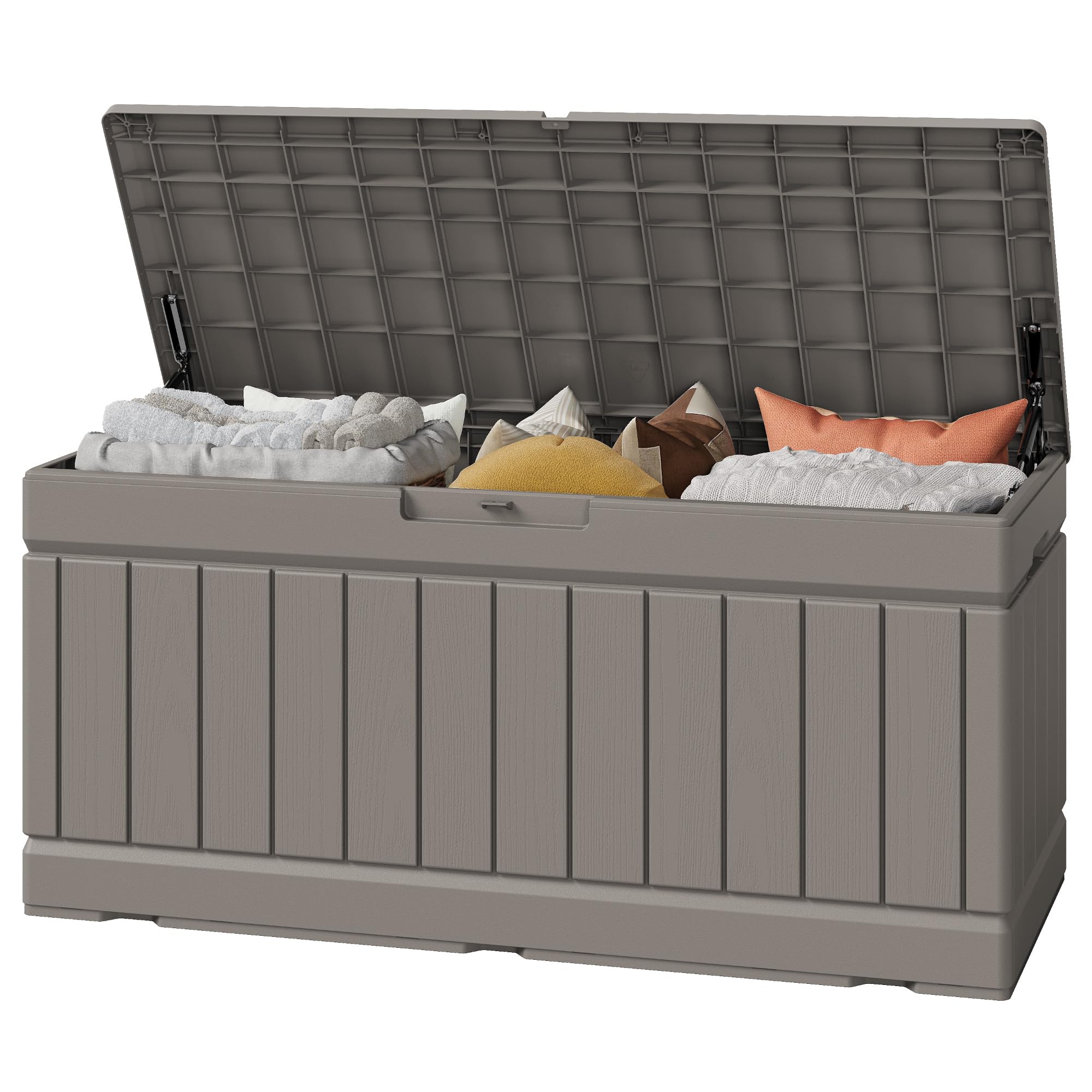 Greesum Outdoor Storage Box 82 Gallon Storage Bin with Lid for Patio Furniture, Garden Tools, Pool Supplies, Waterproof and UV Resistant, Lockable, Black