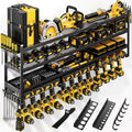 POKIPO 49" W Large Power Tool Organizer Wall Mount, 4 Layer Heavy Duty Loads 800 lbs, Tool Storage Rack Holds 12 Cordless Drills, Large Capacity Battery Holder for Garage, Gift for Men