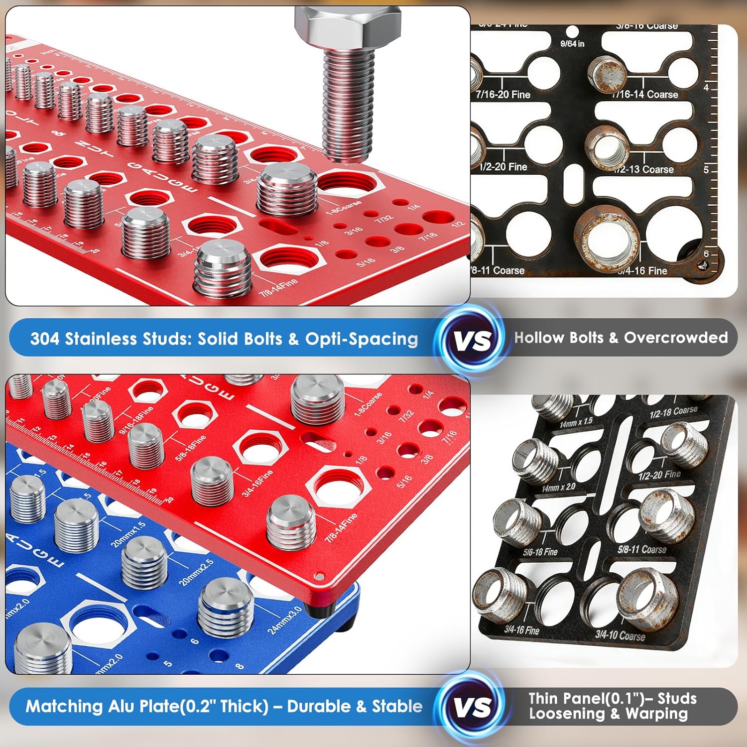68 Nut and Bolt Thread Checker Standard and Metric, Screw Size and Thread Gauge with 26 SAE & 26 Metric & 16 Drill Bit Gauge, Bolt and Nut Identifier Gauge Bolt Size Finder for Quickly Identify