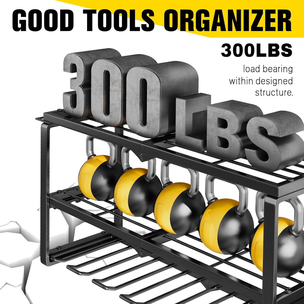 Wall-Mount Tool Storage Rack with 7 Drill Holders, Heavy-Duty Organizer for Dad & Men Gifts