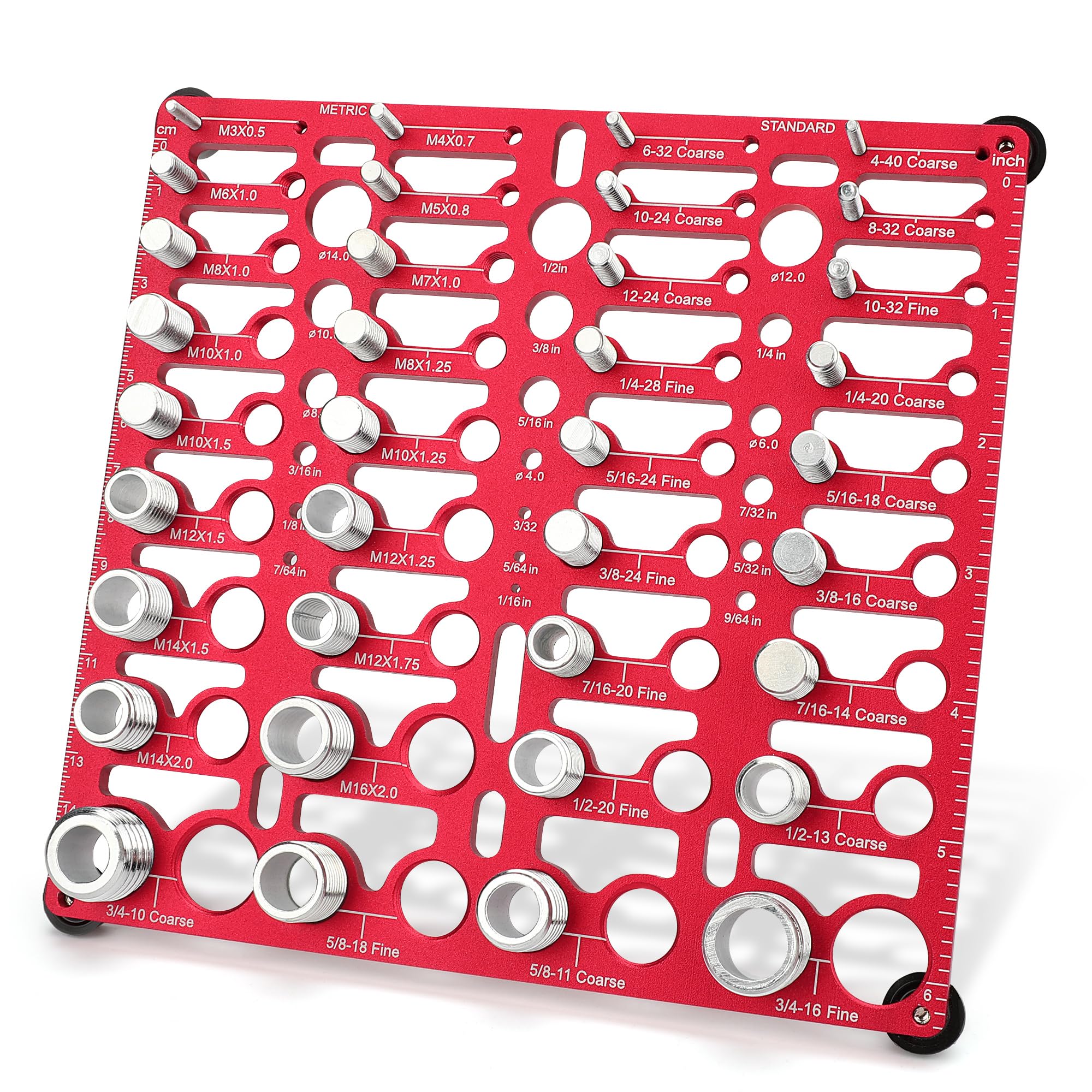Thread Checker, 55 Bolt Size and Thread Gauge, Bolt Thread Identifier 20 Standard & 16 Metric, Bolt Identifier Board, Nut and Bolt Thread Checker Gauge Wall-Mountable with 19 Drill Bit Gauge