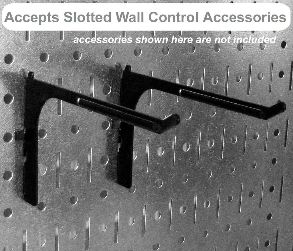 Wall Control Metal Pegboard Utility Tool Storage Kit with Black Pegboard and Black Accessories