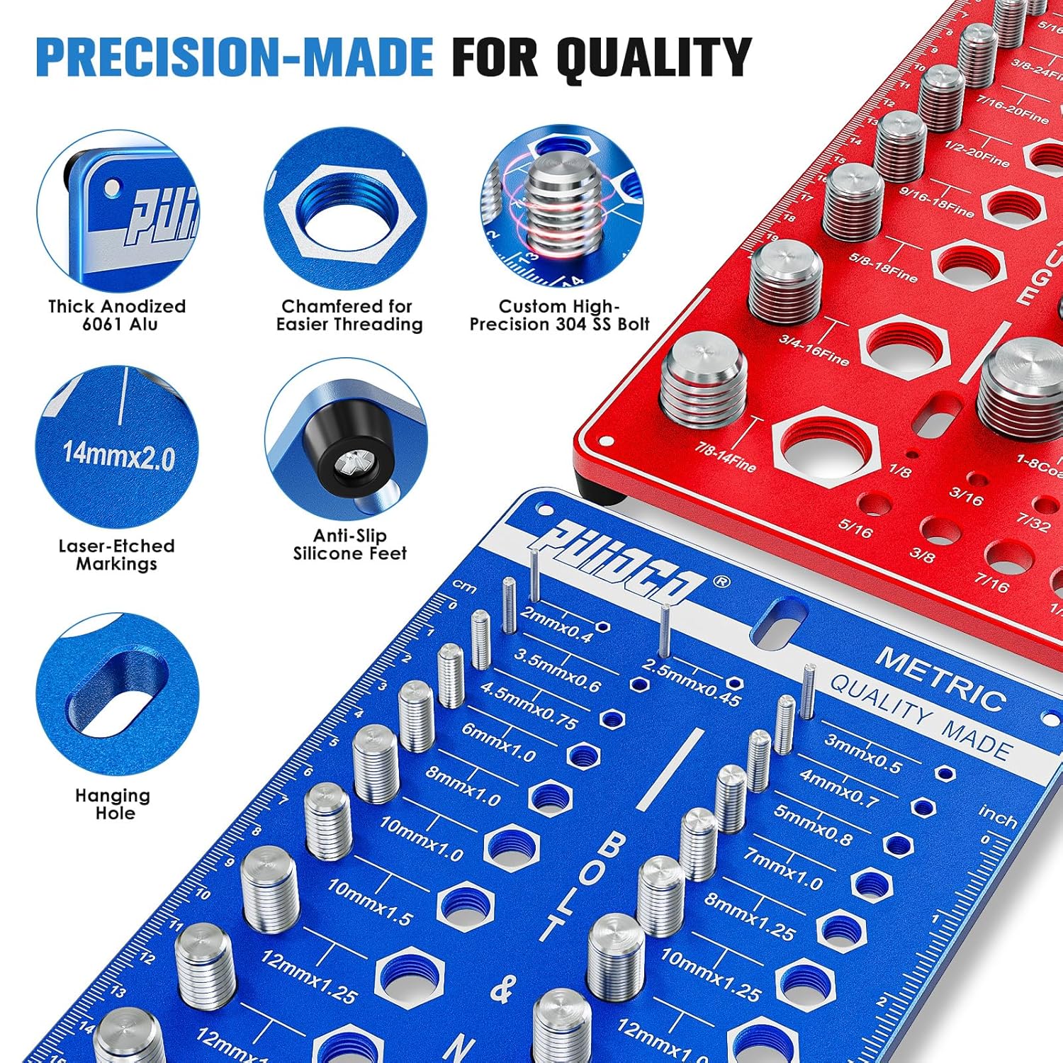 68 Nut and Bolt Thread Checker Standard and Metric, Screw Size and Thread Gauge with 26 SAE & 26 Metric & 16 Drill Bit Gauge, Bolt and Nut Identifier Gauge Bolt Size Finder for Quickly Identify
